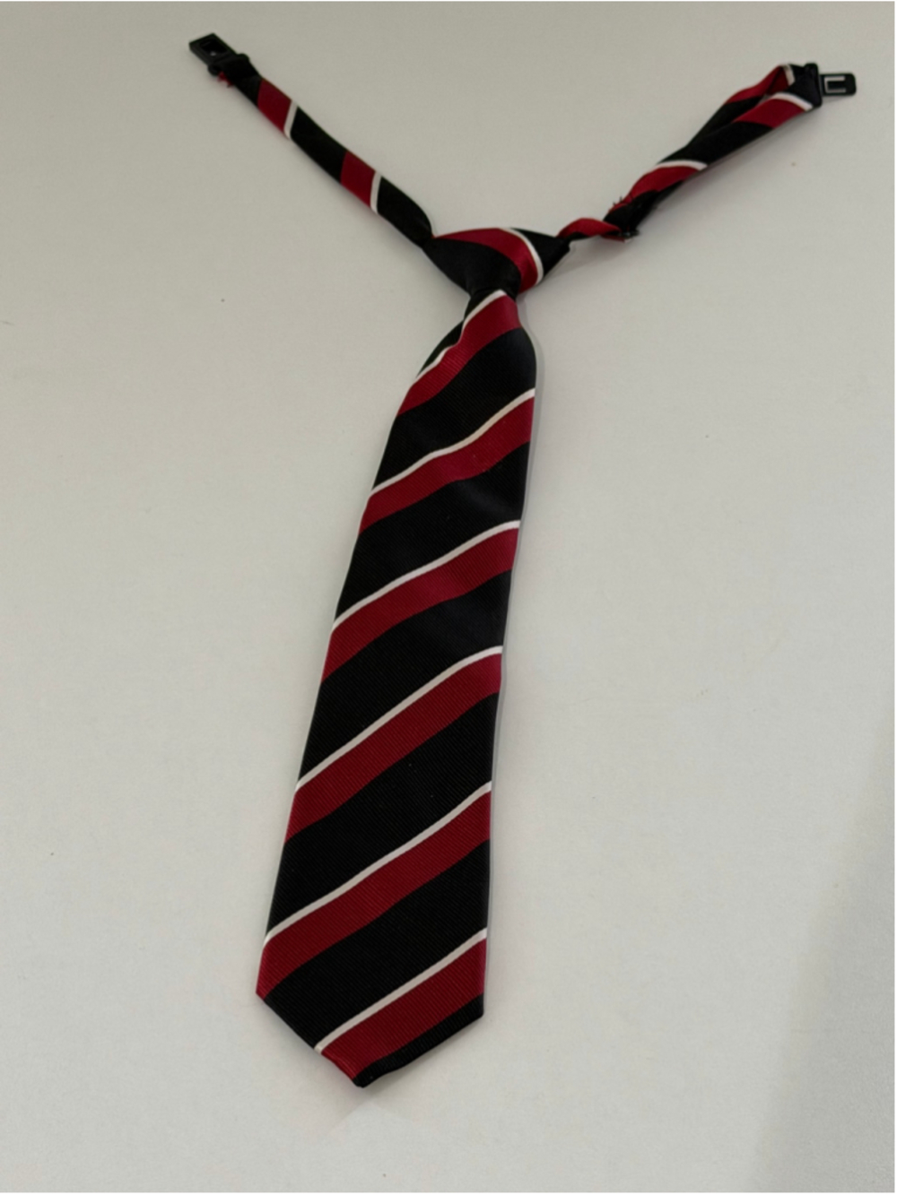 The Children’s Place Boys Clip-On Tie Size 4-7 – Red Black White Striped